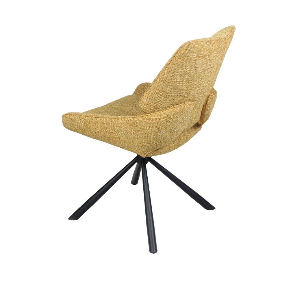 CHAISE FREDO PIVOTANTE PIED NOIR ASSISE TISSU JAUNE MOUTARDE 54 X 92 X 64 CM - Photo N°2