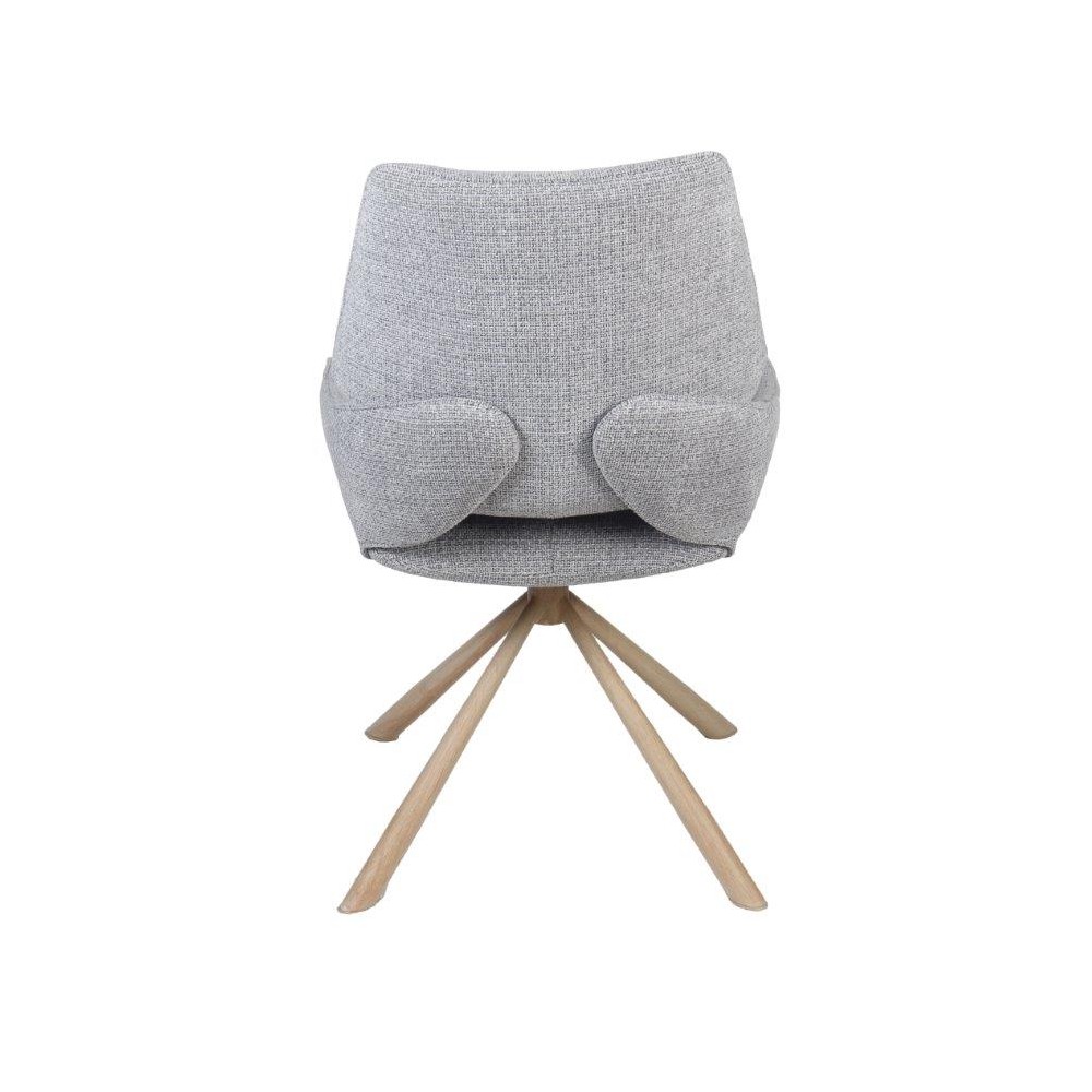 CHAISE FREDO PIVOTANTE PIED ASPECT BOIS ASSISE TISSU GRIS CLAIR 54 X 92 X 64 CM - Photo N°4