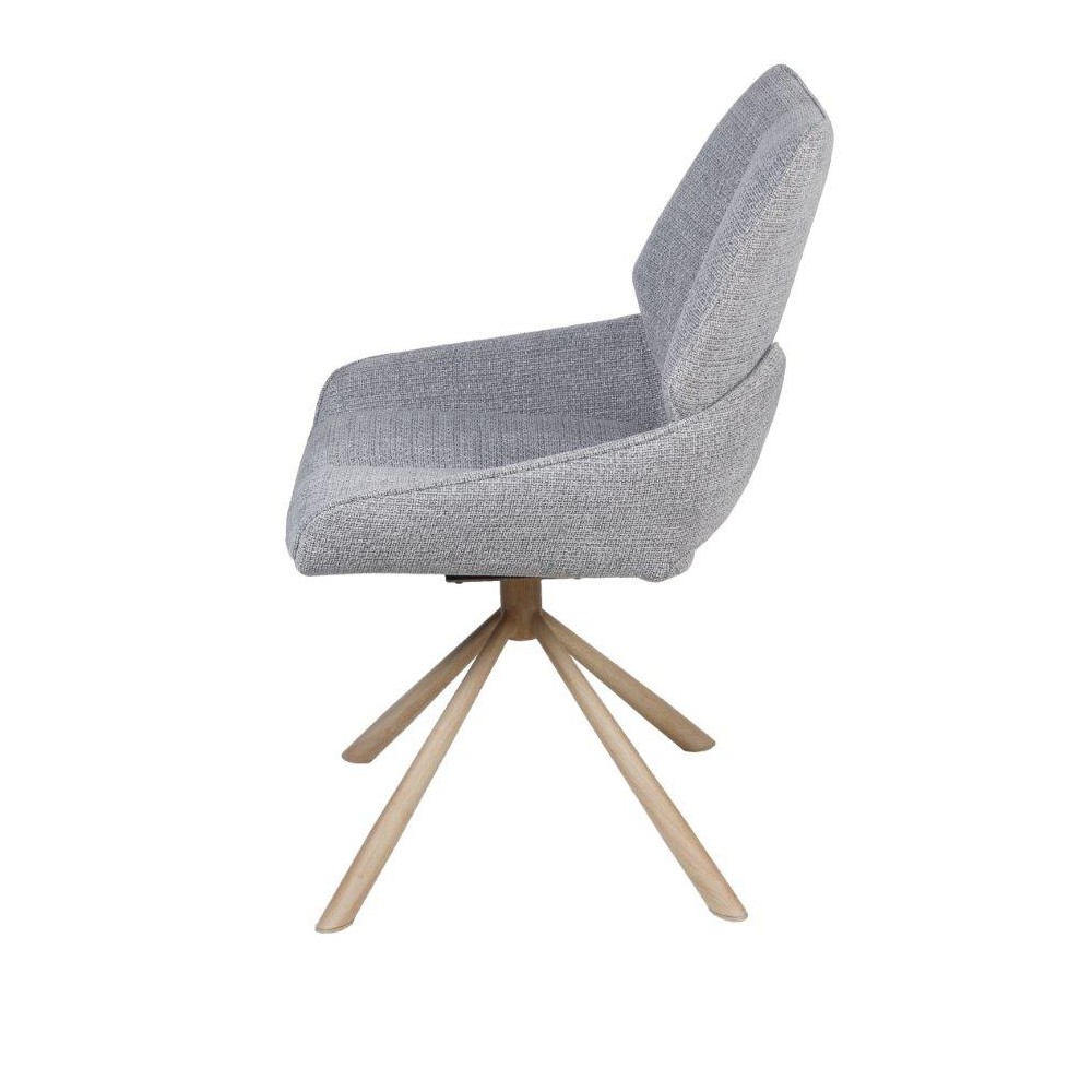 CHAISE FREDO PIVOTANTE PIED ASPECT BOIS ASSISE TISSU GRIS CLAIR 54 X 92 X 64 CM - Photo N°3