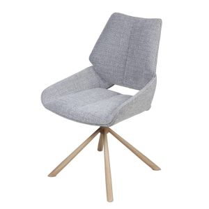 CHAISE FREDO PIVOTANTE PIED ASPECT BOIS ASSISE TISSU GRIS CLAIR 54 X 92 X 64 CM