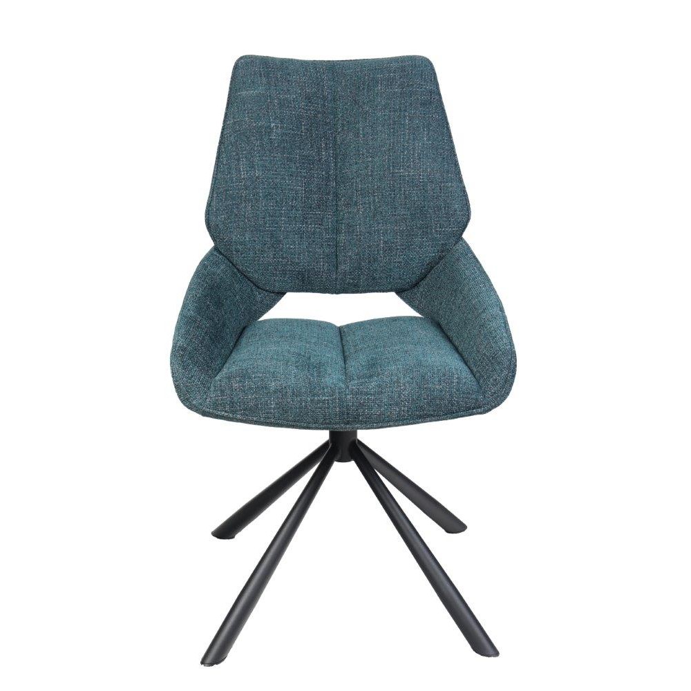 CHAISE FREDO PIVOTANTE PIED NOIR ASSISE TISSU BLEU PETROLE 54 X 92 X 64 CM - Photo N°2