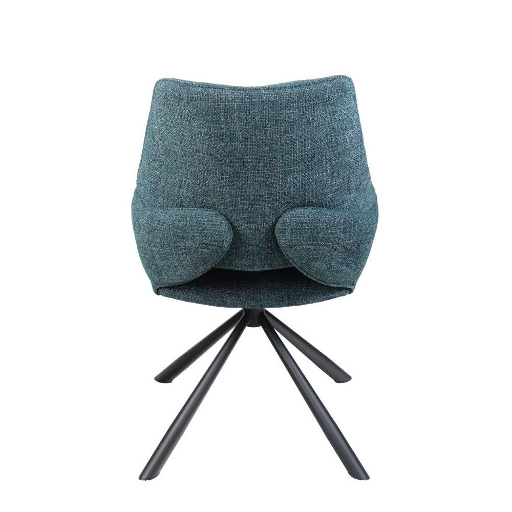 CHAISE FREDO PIVOTANTE PIED NOIR ASSISE TISSU BLEU PETROLE 54 X 92 X 64 CM - Photo N°3