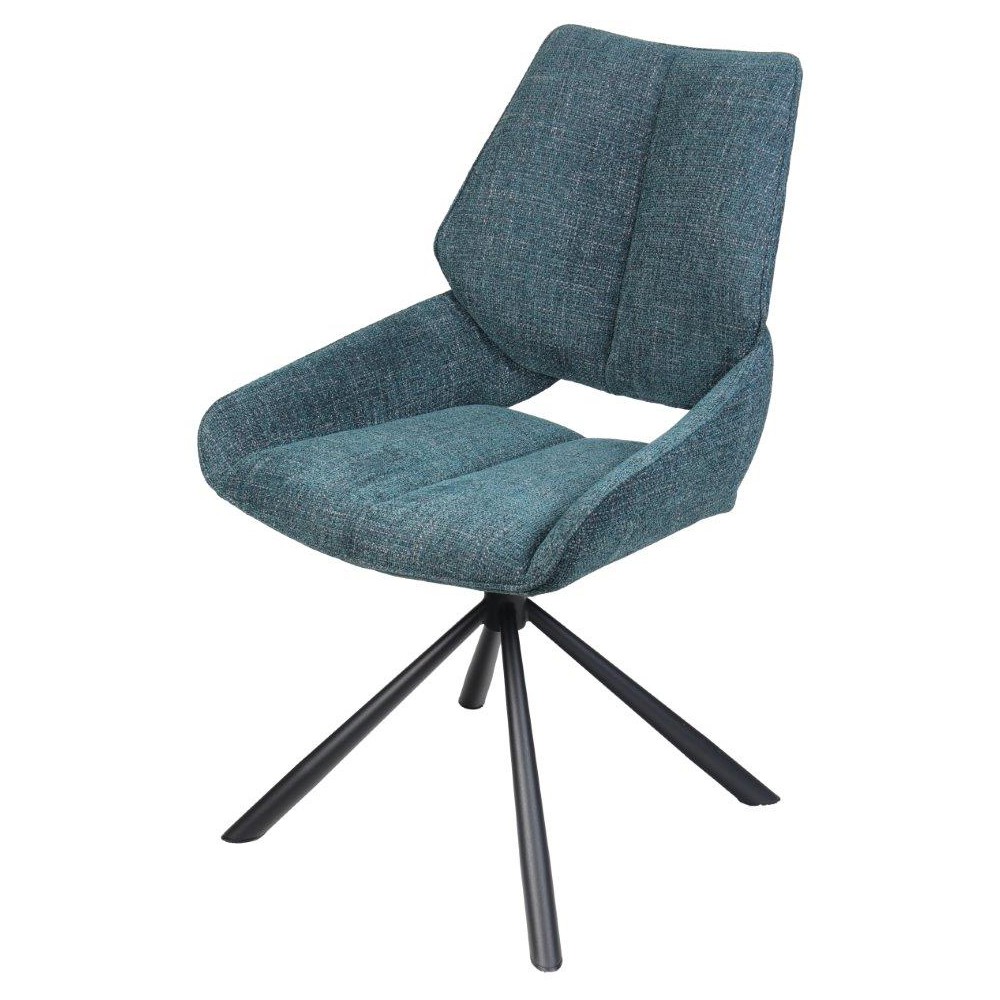 CHAISE FREDO PIVOTANTE PIED NOIR ASSISE TISSU BLEU PETROLE 54 X 92 X 64 CM - Photo N°1