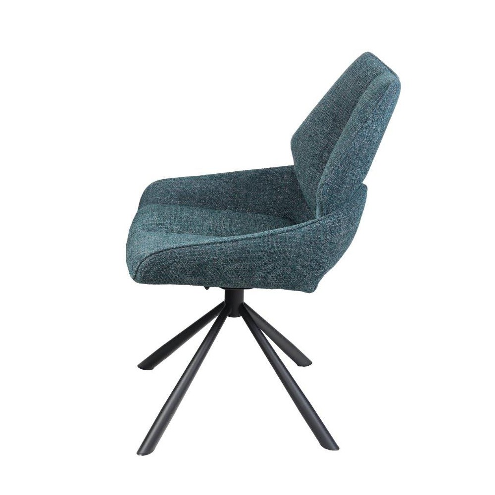 CHAISE FREDO PIVOTANTE PIED NOIR ASSISE TISSU BLEU PETROLE 54 X 92 X 64 CM - Photo N°4