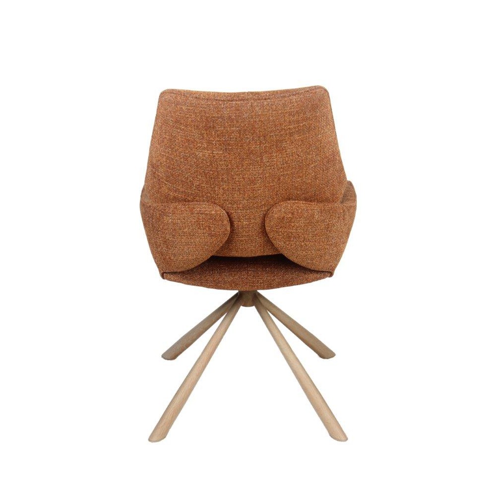 CHAISE FREDO PIVOTANTE PIED ASPECT BOIS ASSISE TISSU TERRACOTTA 54 X 92 X 64 CM - Photo N°5