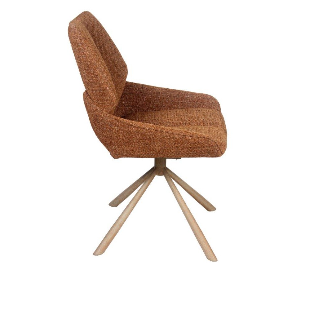 CHAISE FREDO PIVOTANTE PIED ASPECT BOIS ASSISE TISSU TERRACOTTA 54 X 92 X 64 CM - Photo N°4