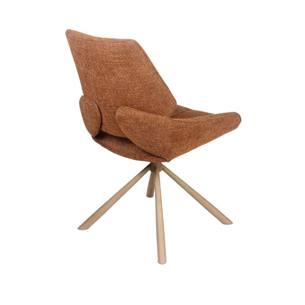 CHAISE FREDO PIVOTANTE PIED ASPECT BOIS ASSISE TISSU TERRACOTTA 54 X 92 X 64 CM - Photo N°2