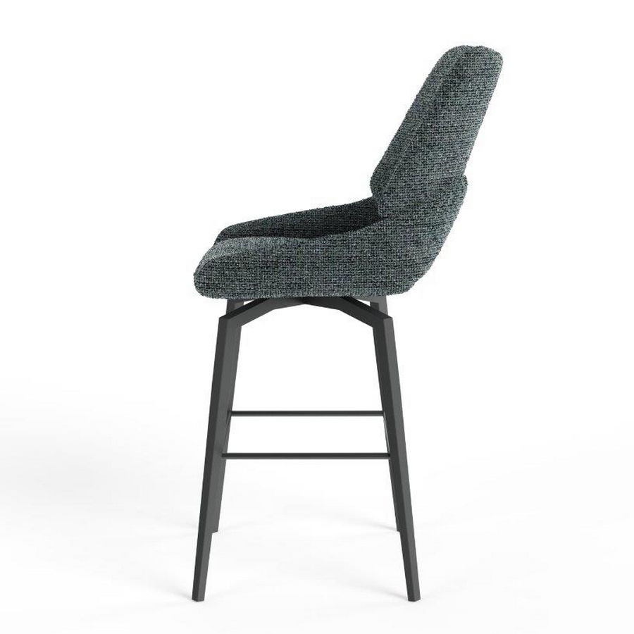 CHAISE HAUTE FREDO PIEDS METAL NOIR ASSISE ANTHRACITE TISSU  50 X 107 X 57 CM - Photo N°5