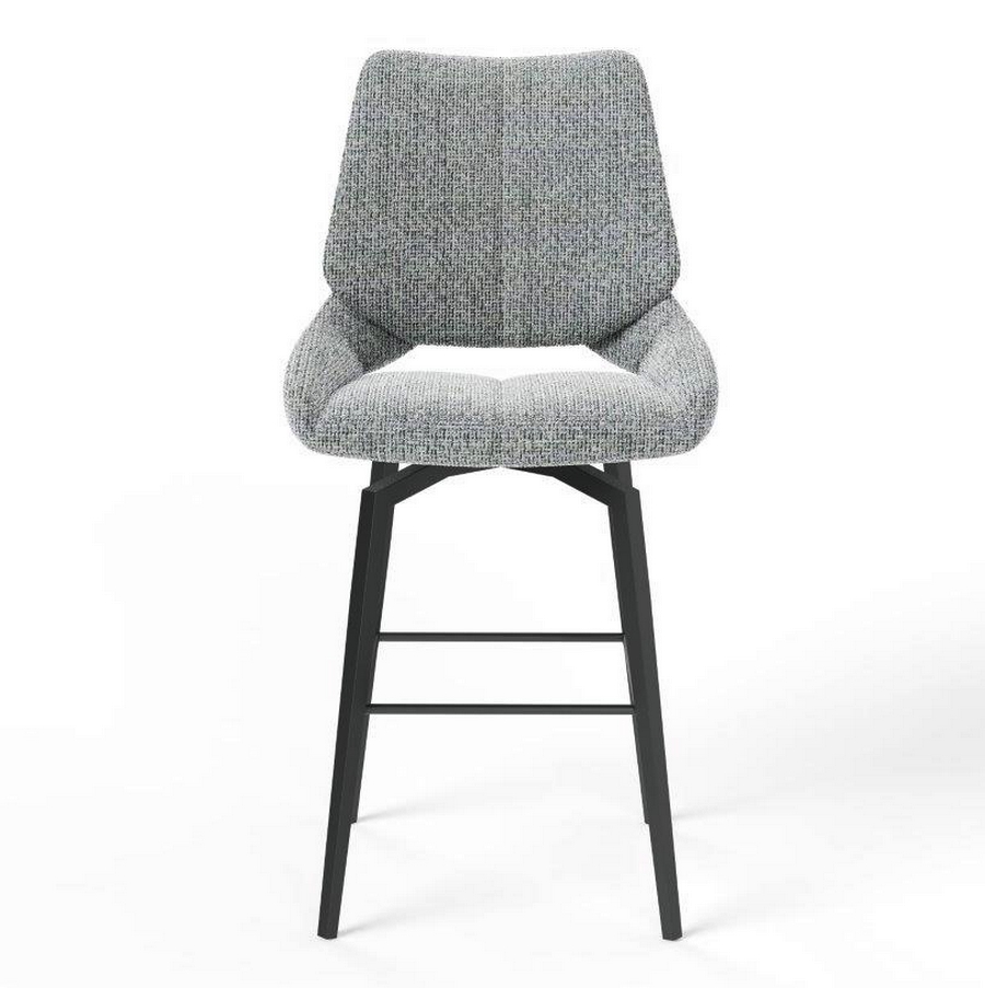 CHAISE HAUTE FREDO PIEDS METAL NOIR ASSISE GRIS CLAIR TISSU  50 X 107 X 57 CM - Photo N°6