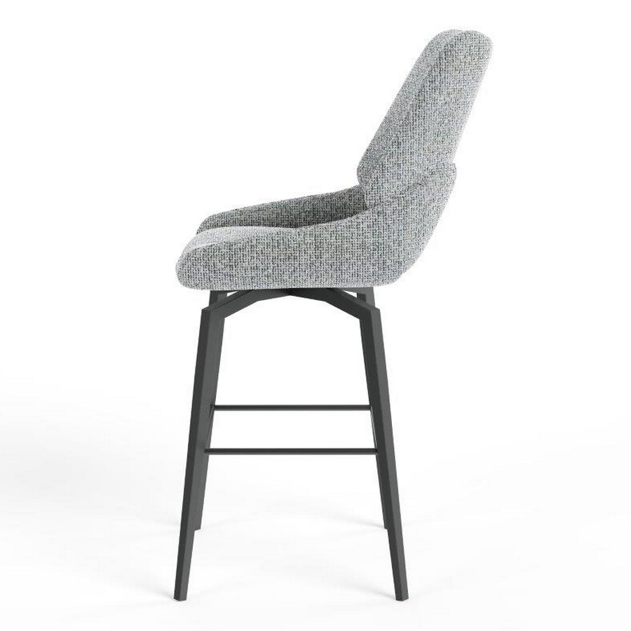 CHAISE HAUTE FREDO PIEDS METAL NOIR ASSISE GRIS CLAIR TISSU  50 X 107 X 57 CM - Photo N°4