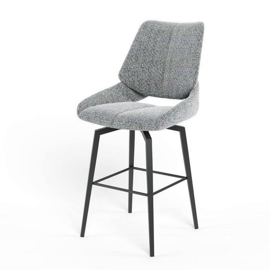 CHAISE HAUTE FREDO PIEDS METAL NOIR ASSISE GRIS CLAIR TISSU  50 X 107 X 57 CM - Photo N°1