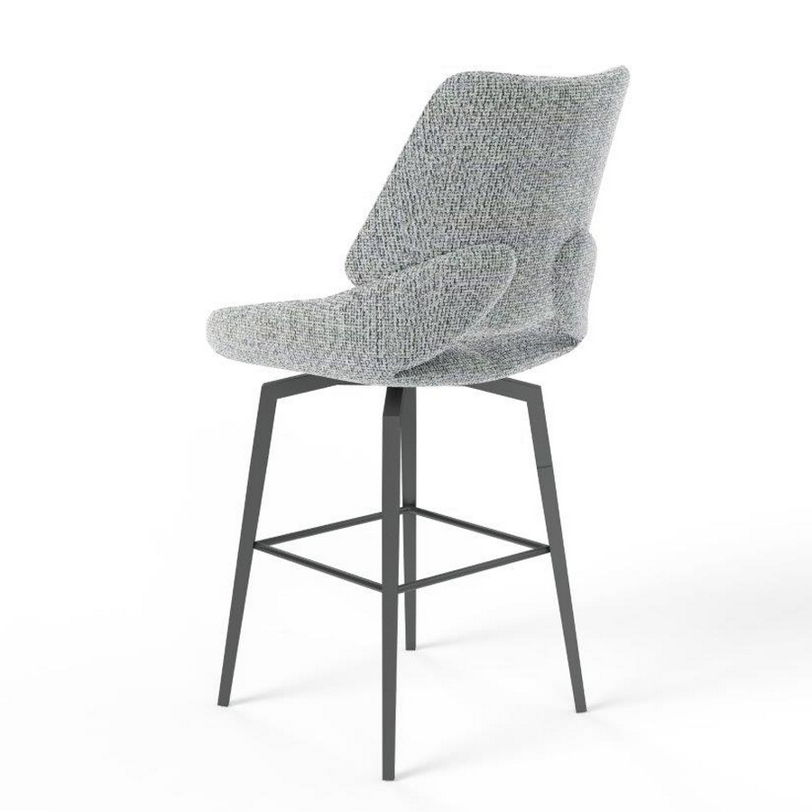 CHAISE HAUTE FREDO PIEDS METAL NOIR ASSISE GRIS CLAIR TISSU  50 X 107 X 57 CM - Photo N°2