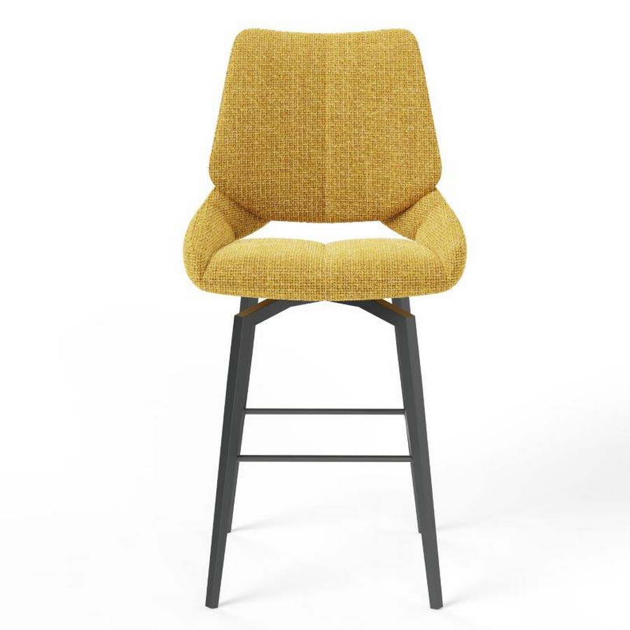 CHAISE HAUTE FREDO PIEDS METAL NOIR ASSISE JAUNE TISSU  50 X 107 X 57 CM - Photo N°6