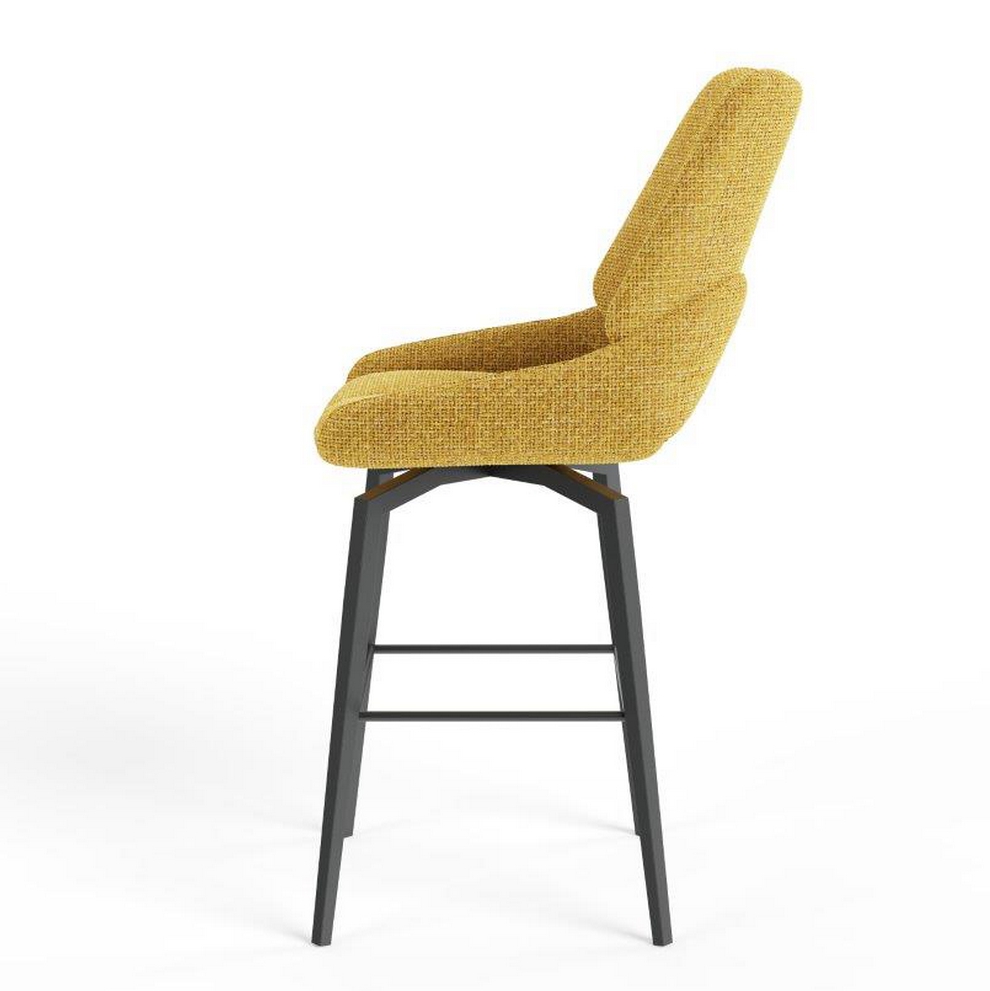 CHAISE HAUTE FREDO PIEDS METAL NOIR ASSISE JAUNE TISSU  50 X 107 X 57 CM - Photo N°4