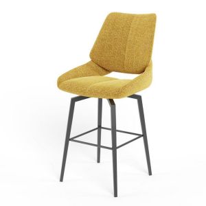 CHAISE HAUTE FREDO PIEDS METAL NOIR ASSISE JAUNE TISSU  50 X 107 X 57 CM