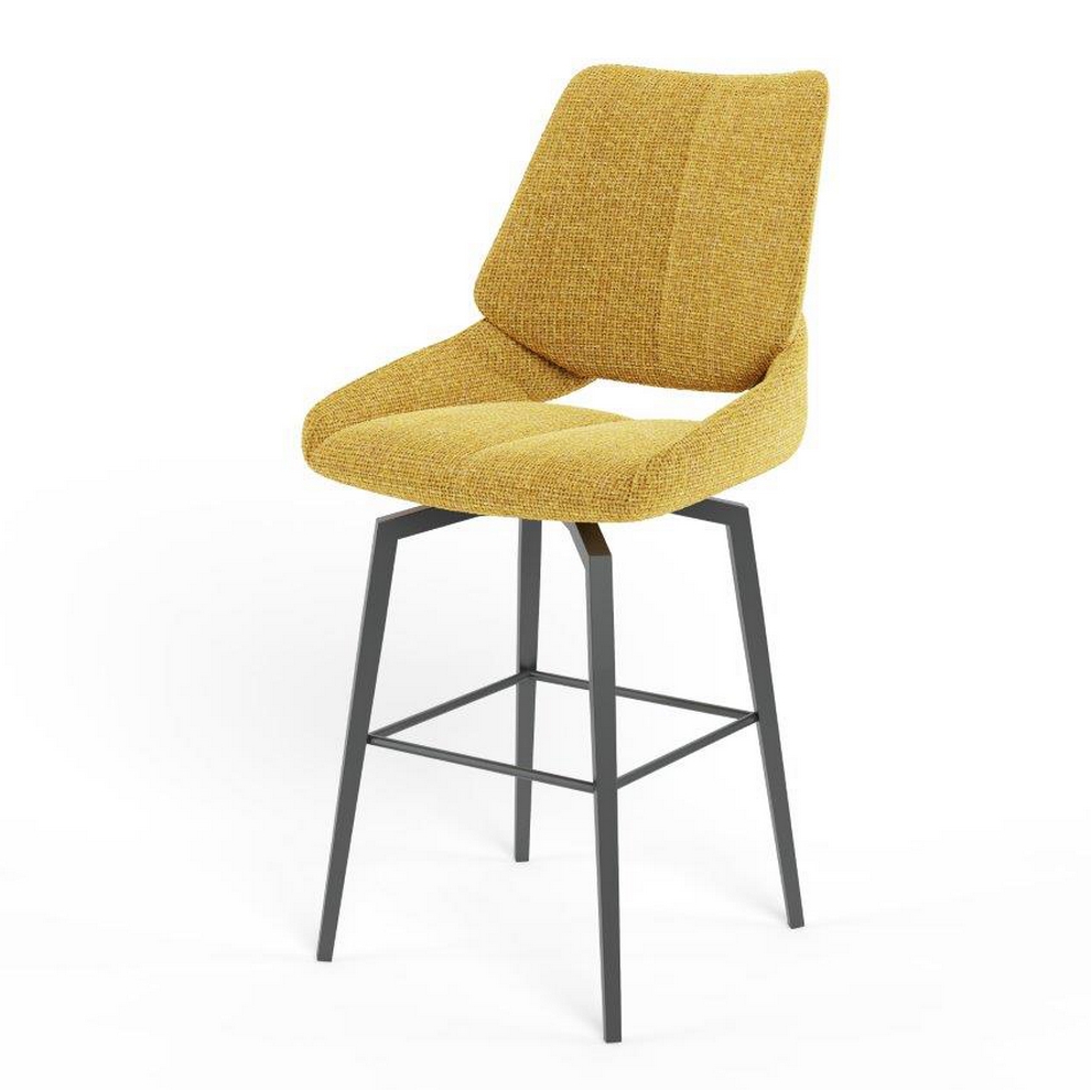 CHAISE HAUTE FREDO PIEDS METAL NOIR ASSISE JAUNE TISSU  50 X 107 X 57 CM - Photo N°1