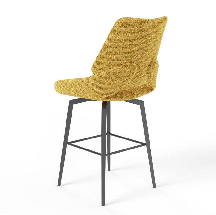 CHAISE HAUTE FREDO PIEDS METAL NOIR ASSISE JAUNE TISSU  50 X 107 X 57 CM - Photo N°2