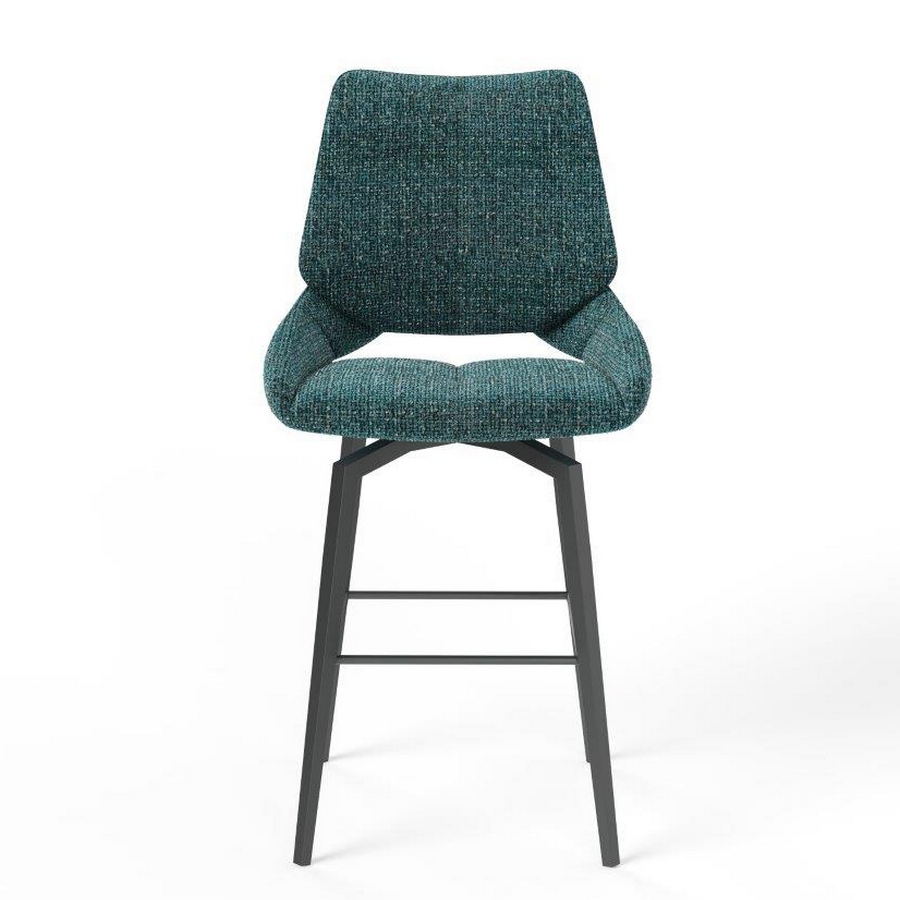 CHAISE HAUTE FREDO PIEDS METAL NOIR ASSISE BLEU PETROLE TISSU  50 X 107 X 57 CM - Photo N°6