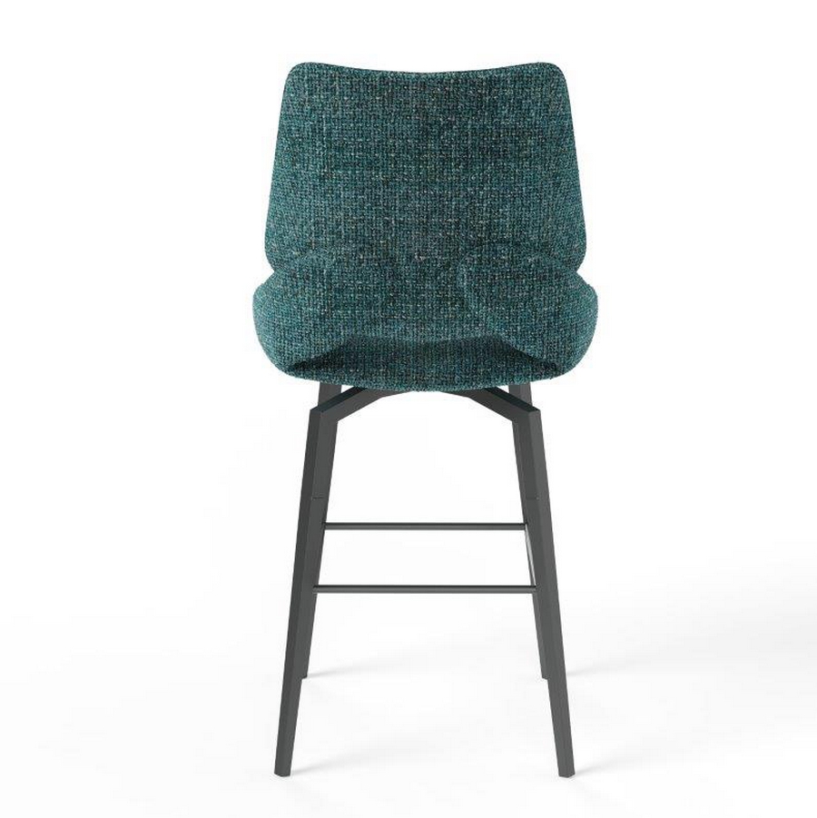 CHAISE HAUTE FREDO PIEDS METAL NOIR ASSISE BLEU PETROLE TISSU  50 X 107 X 57 CM - Photo N°5