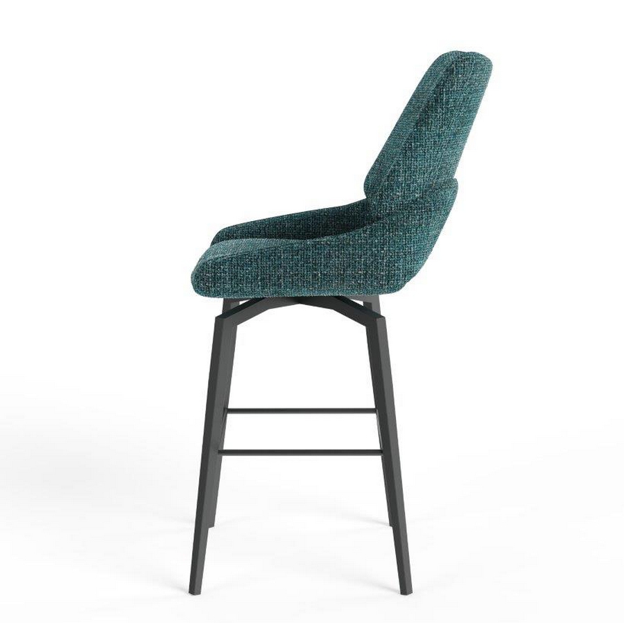 CHAISE HAUTE FREDO PIEDS METAL NOIR ASSISE BLEU PETROLE TISSU  50 X 107 X 57 CM - Photo N°4