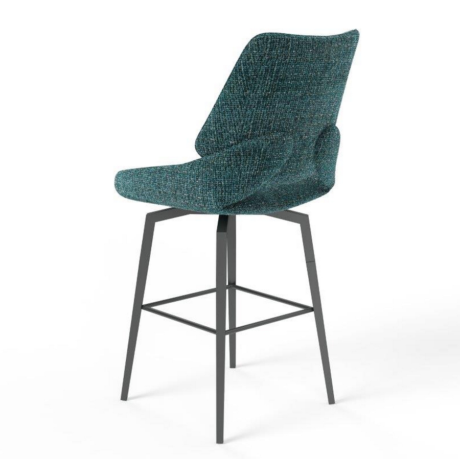 CHAISE HAUTE FREDO PIEDS METAL NOIR ASSISE BLEU PETROLE TISSU  50 X 107 X 57 CM - Photo N°2