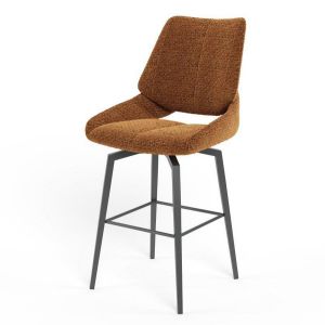 CHAISE HAUTE FREDO PIEDS METAL NOIR ASSISE TERRACOTTA TISSU  50 X 107 X 57 CM