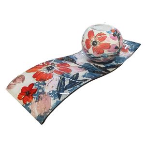 BOUGEOIR BOULE CERAMIQUE SUR PLAT VERRE AQUARELLA 30 X 7.8 X 11 CM