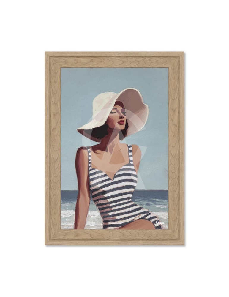 TABLEAU FEMME RETRO ELEGANTE AU CHAPEAU ORYA CAF 26104  26 X 36 CM - Photo N°1