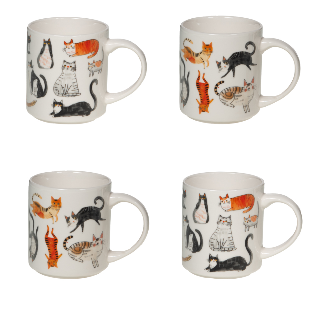 COFFRET RACK 4 MUGS FELIN SUPPORT METAL NOIR - Photo N°2