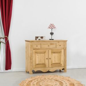 MEUBLE BAHUT CHAMONIX 2 PORTES 3 TIROIRS EN SAPIN MASSIF 125 X 98 x 48  cm