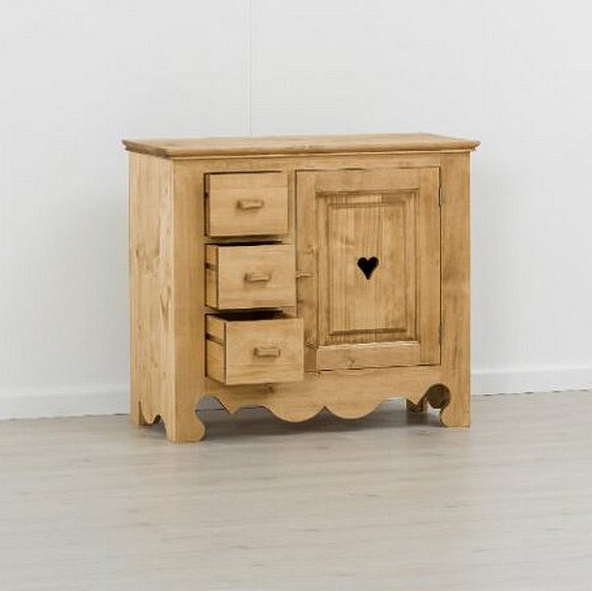MEUBLE BAHUT CHAMONIX 1 PORTE 3 TIROIRS EN PIN MASSIF 94 X 83 x 43 cm - Photo N°3