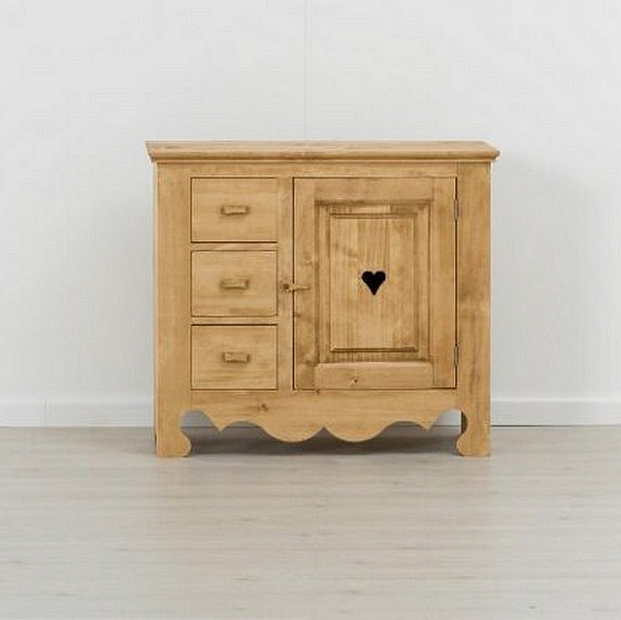 MEUBLE BAHUT CHAMONIX 1 PORTE 3 TIROIRS EN PIN MASSIF 94 X 83 x 43 cm - Photo N°5
