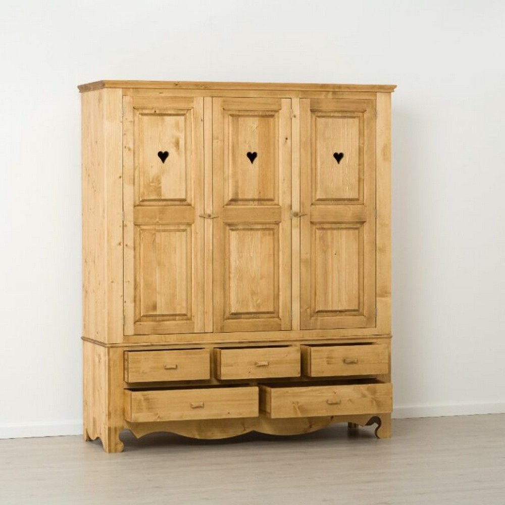 ARMOIRE CHAMONIX 5 TIROIRS 3 PORTES EN PIN MASSIF 171 x 200 x 55cm - Photo N°5