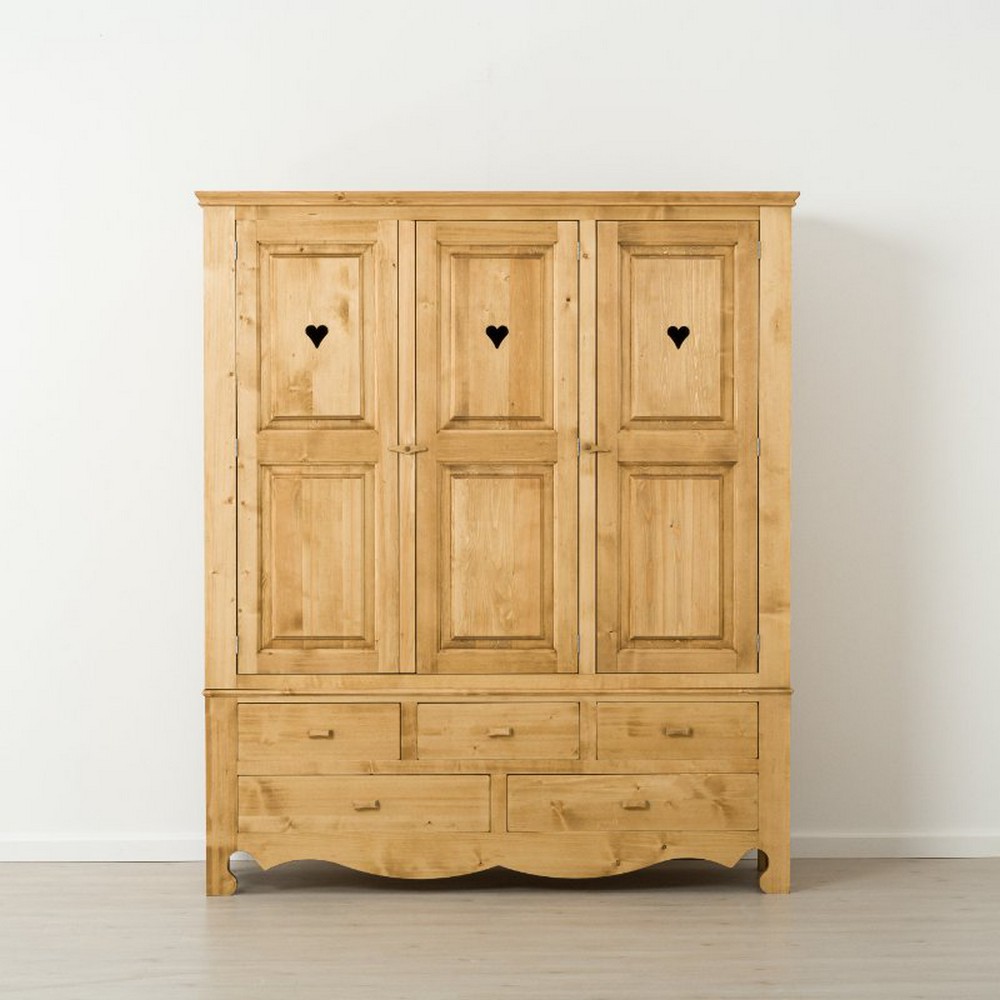 ARMOIRE CHAMONIX 5 TIROIRS 3 PORTES EN PIN MASSIF 171 x 200 x 55cm - Photo N°4