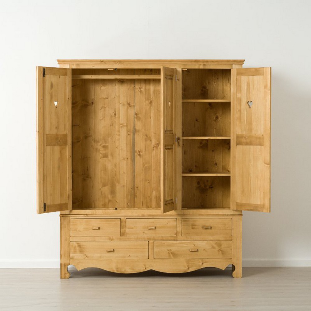 ARMOIRE CHAMONIX 5 TIROIRS 3 PORTES EN PIN MASSIF 171 x 200 x 55cm - Photo N°3