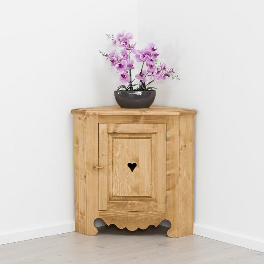 COMMODE D'ANGLE CHAMONIX 1 PORTE EN SAPIN 90 x 90 x 57 cm - Photo N°4