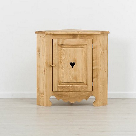 COMMODE D'ANGLE CHAMONIX 1 PORTE EN SAPIN 90 x 90 x 57 cm - Photo N°3
