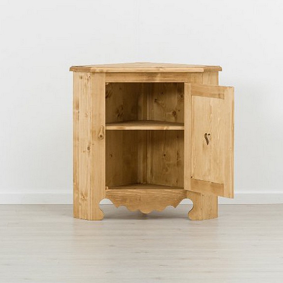 COMMODE D'ANGLE CHAMONIX 1 PORTE EN SAPIN 90 x 90 x 57 cm - Photo N°2