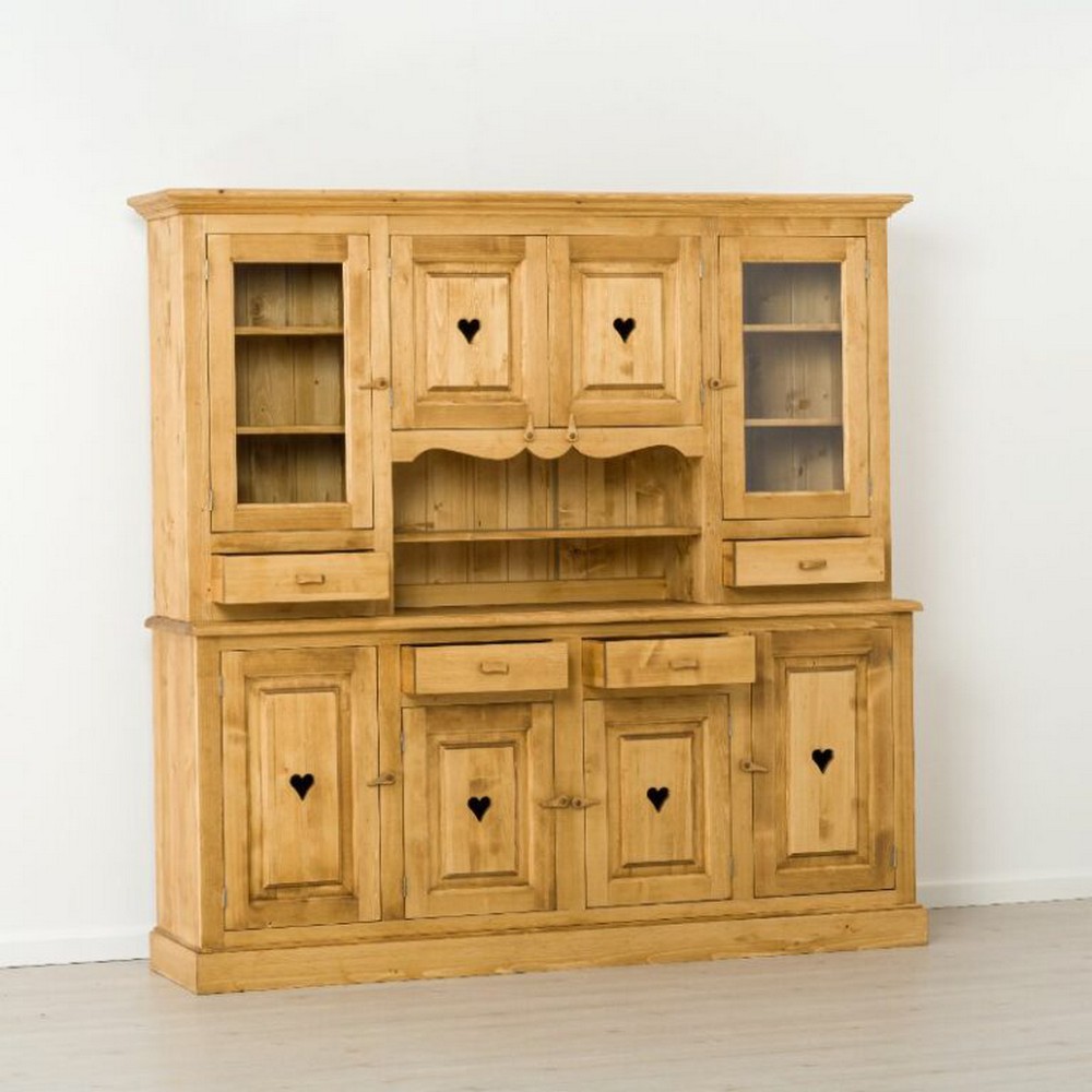 BUFFET CHAMONIX 2 CORPS 4 TIROIRS 8 PORTES EN SAPIN MASSIF 200 X 200 X 48cm - Photo N°6