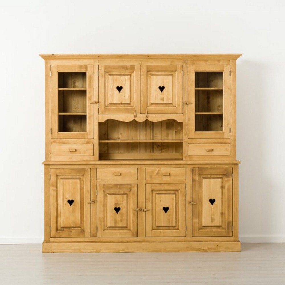 BUFFET CHAMONIX 2 CORPS 4 TIROIRS 8 PORTES EN SAPIN MASSIF 200 X 200 X 48cm - Photo N°5