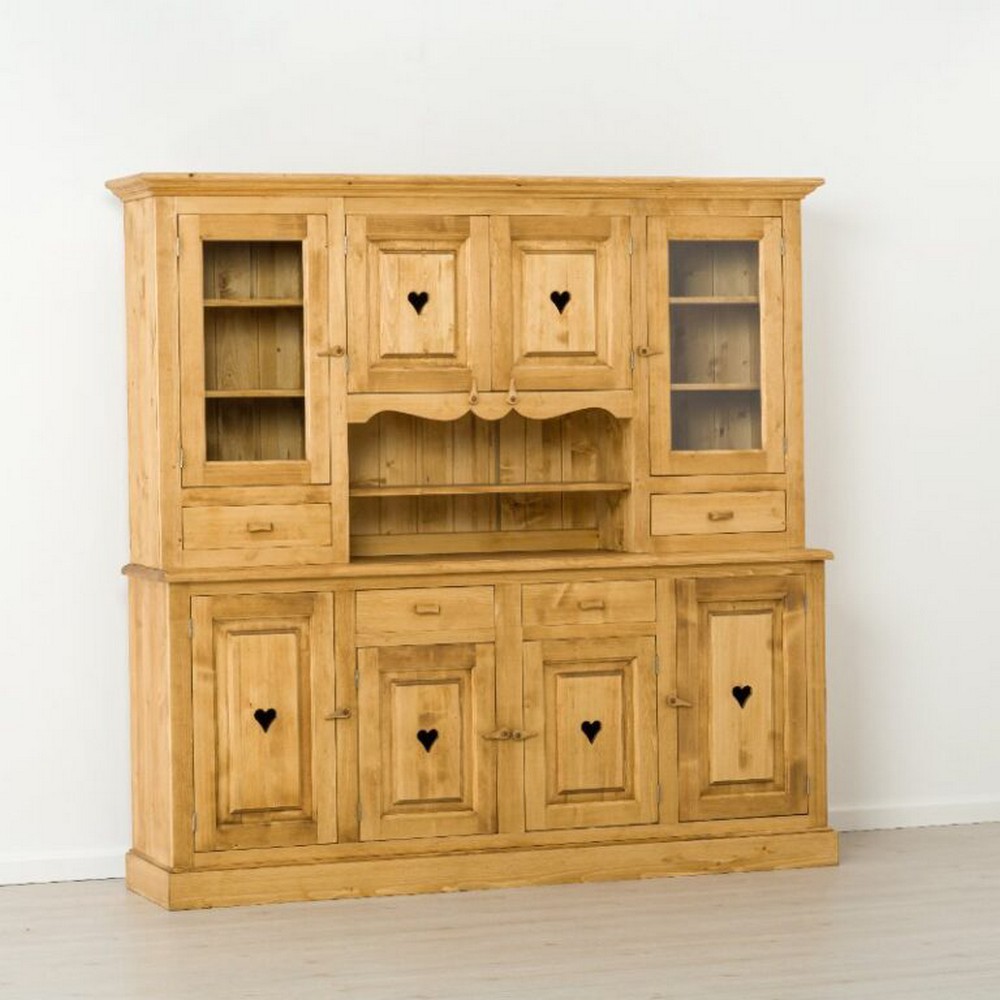 BUFFET CHAMONIX 2 CORPS 4 TIROIRS 8 PORTES EN SAPIN MASSIF 200 X 200 X 48cm - Photo N°3