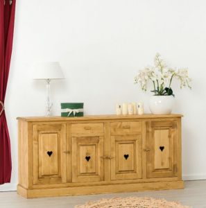 BUFFET CHAMONIX 2 TIROIRS 4 PORTES EN SAPIN MASSIF 200 X 92 X 48cm