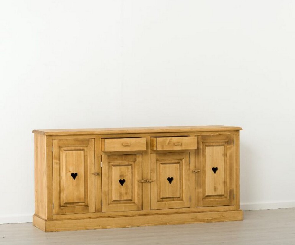 BUFFET CHAMONIX 2 TIROIRS 4 PORTES EN SAPIN MASSIF 200 X 92 X 48cm - Photo N°5