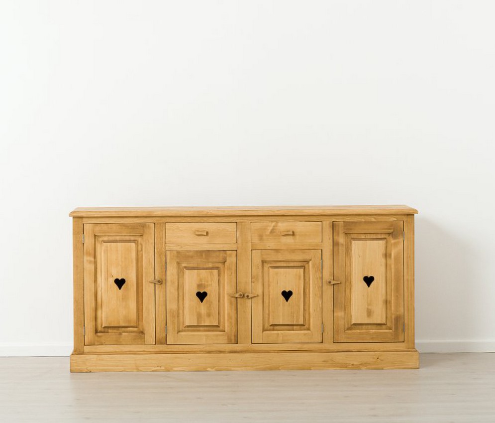 BUFFET CHAMONIX 2 TIROIRS 4 PORTES EN SAPIN MASSIF 200 X 92 X 48cm - Photo N°4