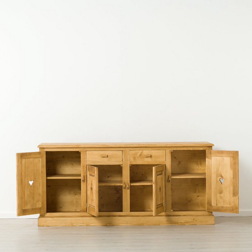 BUFFET CHAMONIX 2 TIROIRS 4 PORTES EN SAPIN MASSIF 200 X 92 X 48cm - Photo N°3