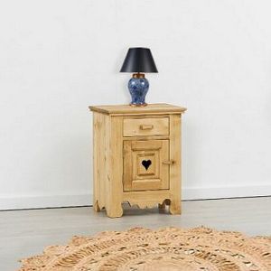 TABLE CHEVET CHAMONIX 1 TIROIR 1 PORTE EN SAPIN MASSIF 46 X 60 X 35cm