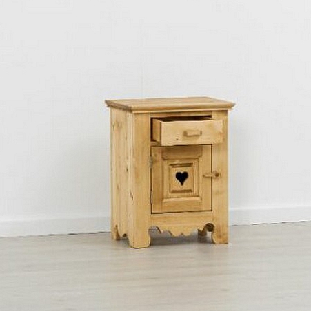 TABLE CHEVET CHAMONIX 1 TIROIR 1 PORTE EN SAPIN MASSIF 46 X 60 X 35cm - Photo N°4