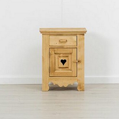 TABLE CHEVET CHAMONIX 1 TIROIR 1 PORTE EN SAPIN MASSIF 46 X 60 X 35cm - Photo N°5