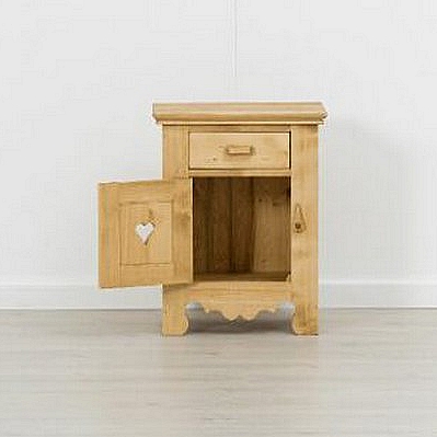 TABLE CHEVET CHAMONIX 1 TIROIR 1 PORTE EN SAPIN MASSIF 46 X 60 X 35cm - Photo N°3