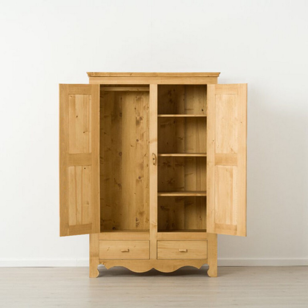 ARMOIRE CHAMONIX 2 TIROIRS 2 PORTES EN PIN MASSIF 123 X 189 X 55cm - Photo N°3